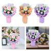 Completed Crochet Flowers Bouquet Knitted Flower Rose Daisy Durable Crocheted Flower Floral Arrangement Birthday Gift Home Decor
