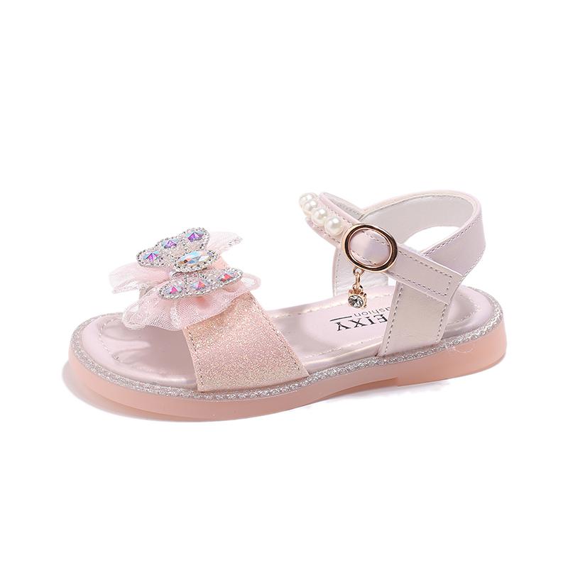 

Girls shoes, children s baby princess sandals, new style, summer, little girls, big kids, soft soles, stylish crystal 23 розовый
