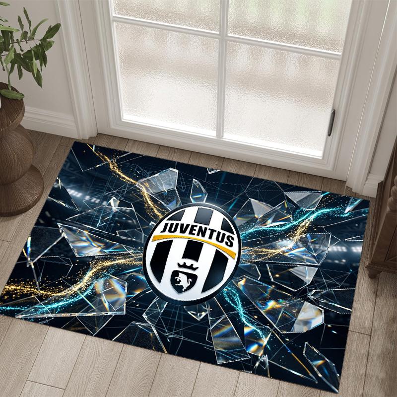 Juventus FC Design Kristall-Samt-Teppich Gemütlich Nicht?Rutschfester Teppich mit Aufdruck für Schlafzimmer Wohnzimmer Eingang