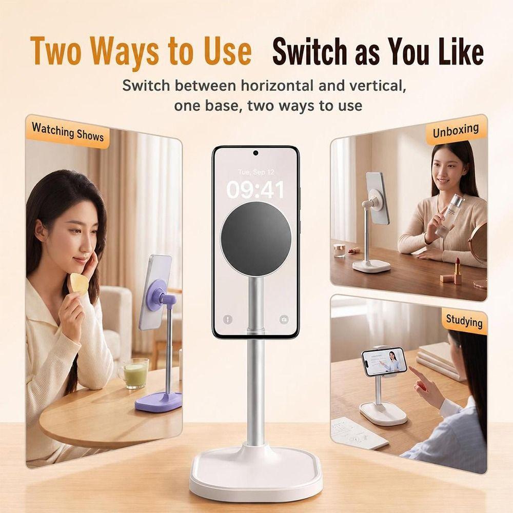 Rotating Mount Desktop Phone Holder Adjustable Height Magnetic Phone Stand Office Use