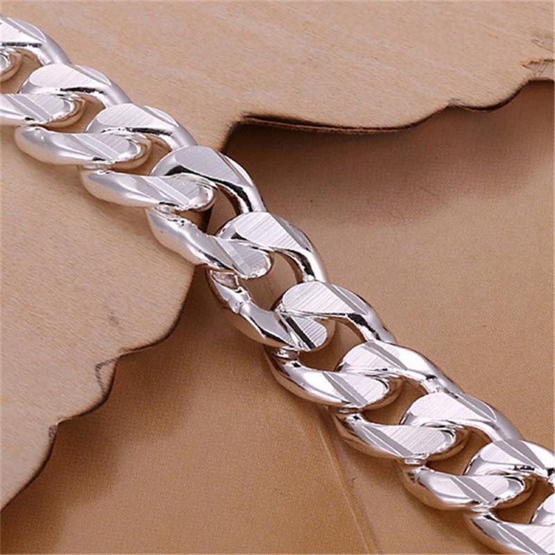 New High-end Women's Mens Fine S Sterling  Bracelet Fashion Jewelry Gift Men's 10MM Square Beautiful Gem