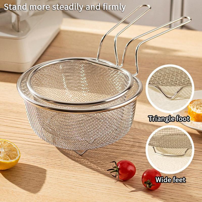 316 Stainless Steel Strainer Basket Colander Kitchen Flour Sifter Noodle Pasta Filter Versatile Cooking Tool Frying