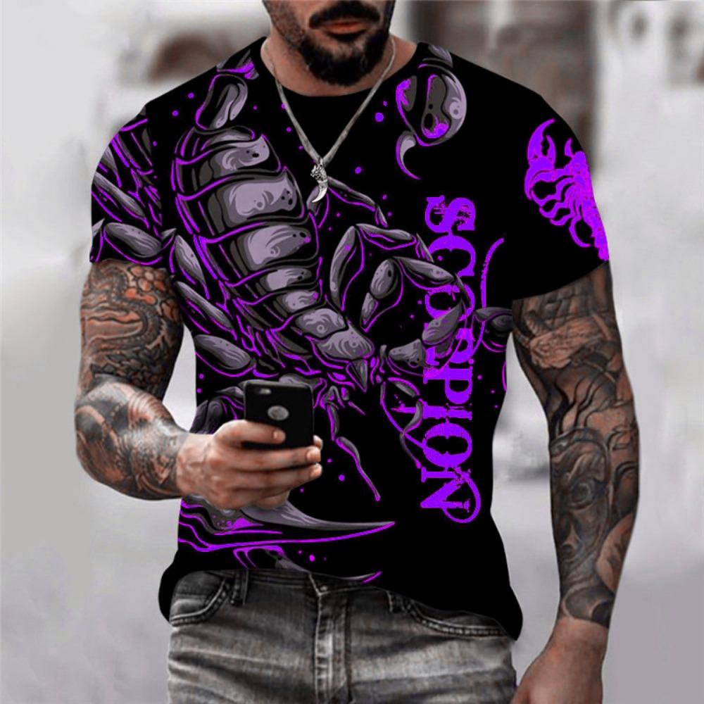 3D Print Scorpion T Shirt For Men Cool Animal Pattern T-Shirts Summer Casual Loose T-Shirts O-Neck Tops Short Sleeves Streetwear