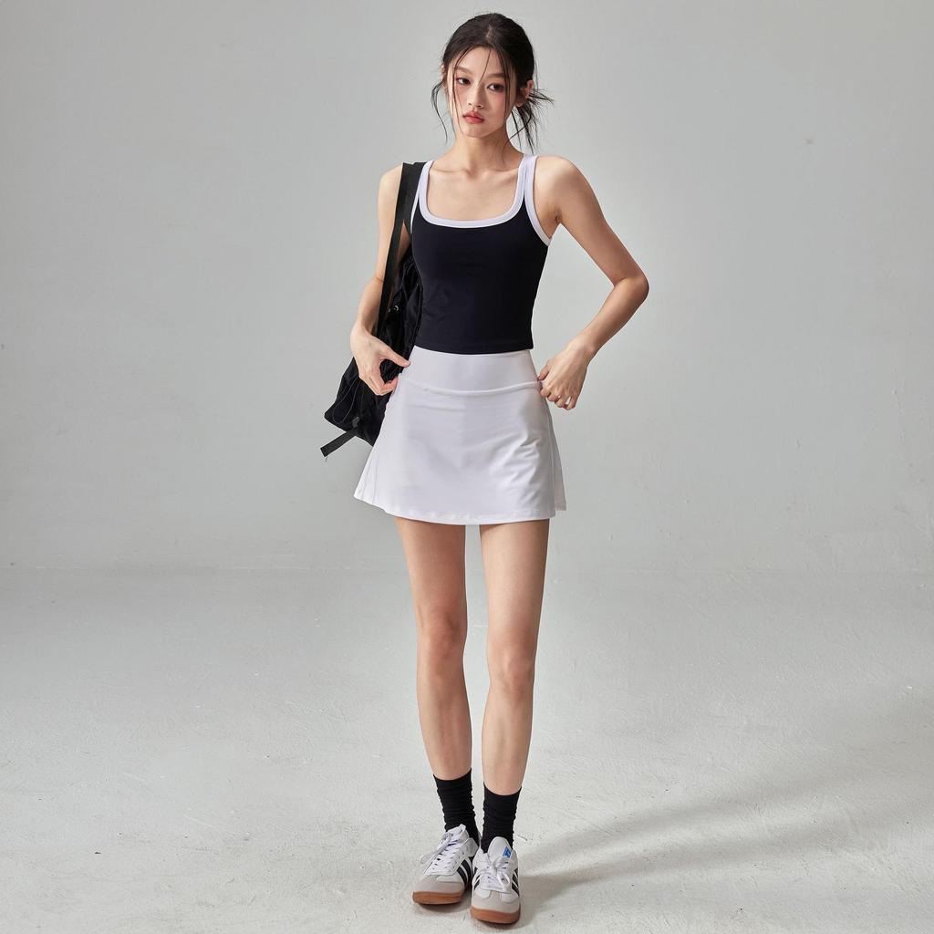 Women's Dopamine Summer Sports Set: Quick-Drying Vest & Anti-Exposure Skirt for Badminton, Tennis, and Running