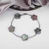 Hot Sale Premium 15mm Natural Stone White Shell Five Leaf Flower Bracelet Gold Silver Lucky bangle For Women Girls Party Daily