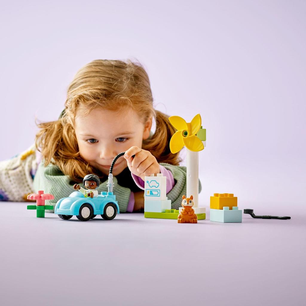 LEGO Duplo Duplo Town Wind Turbine and Electric Vehicle 10985 Toy Blocks Present Infant Baby Car Car Town Building Boys Girls 2 Years Old and Up
