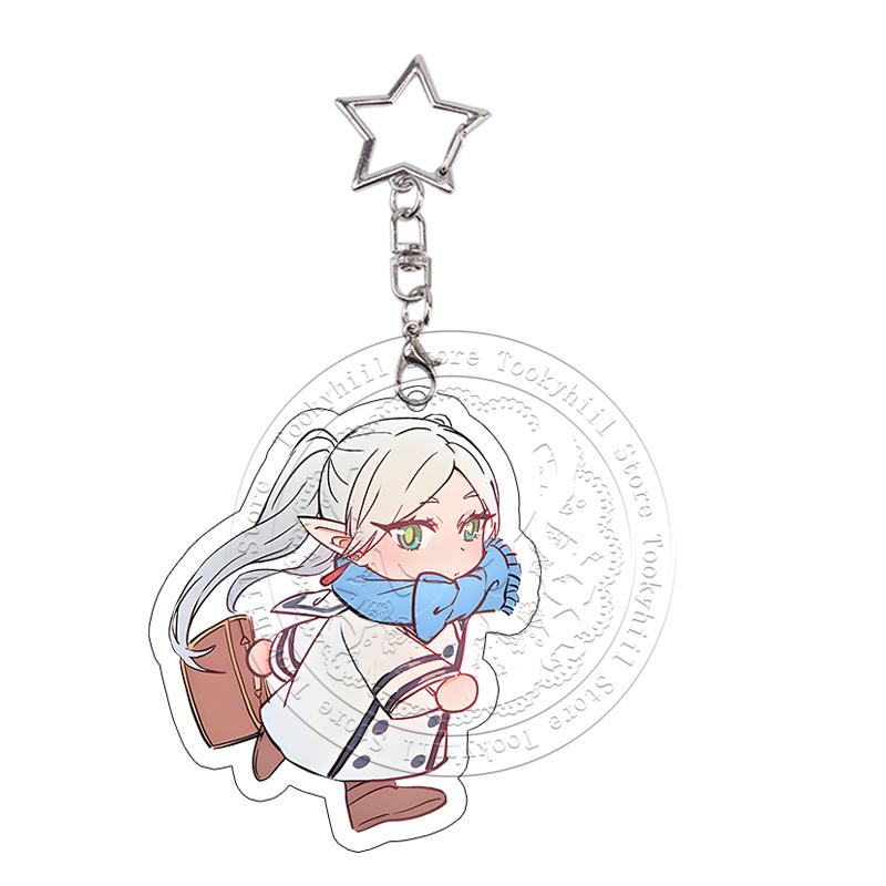 Chibi Sousou No Frieren Acryl Schlüsselanhänger Fern Stark Exquisite Schultaschen Dekoration Anime Cartoon Zubehör Anhänger Schlüsselanhänger Geschenk