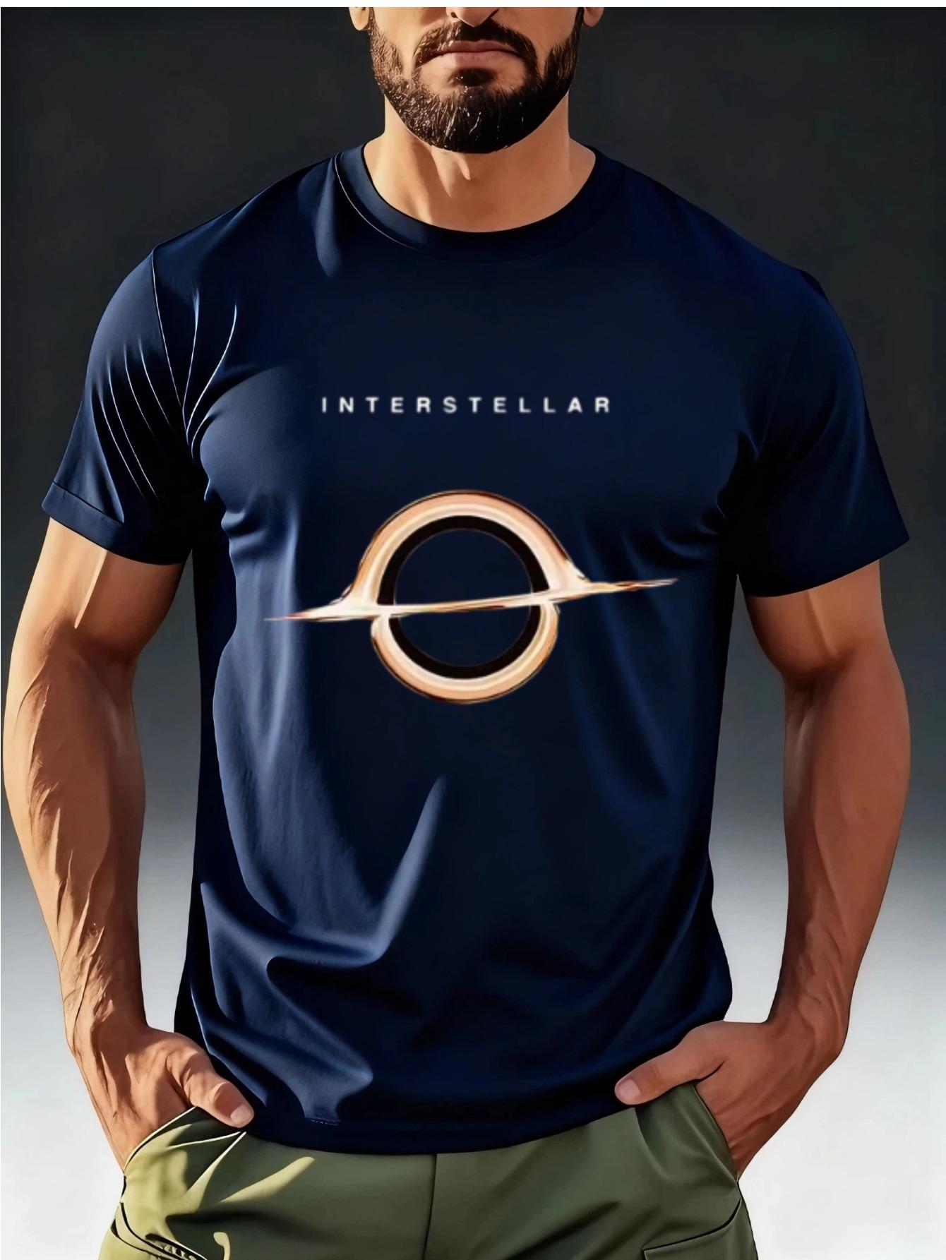 

Men S Casual T-Shirt Featuring a Black Hole And Sci-Fi Graphic Elements L