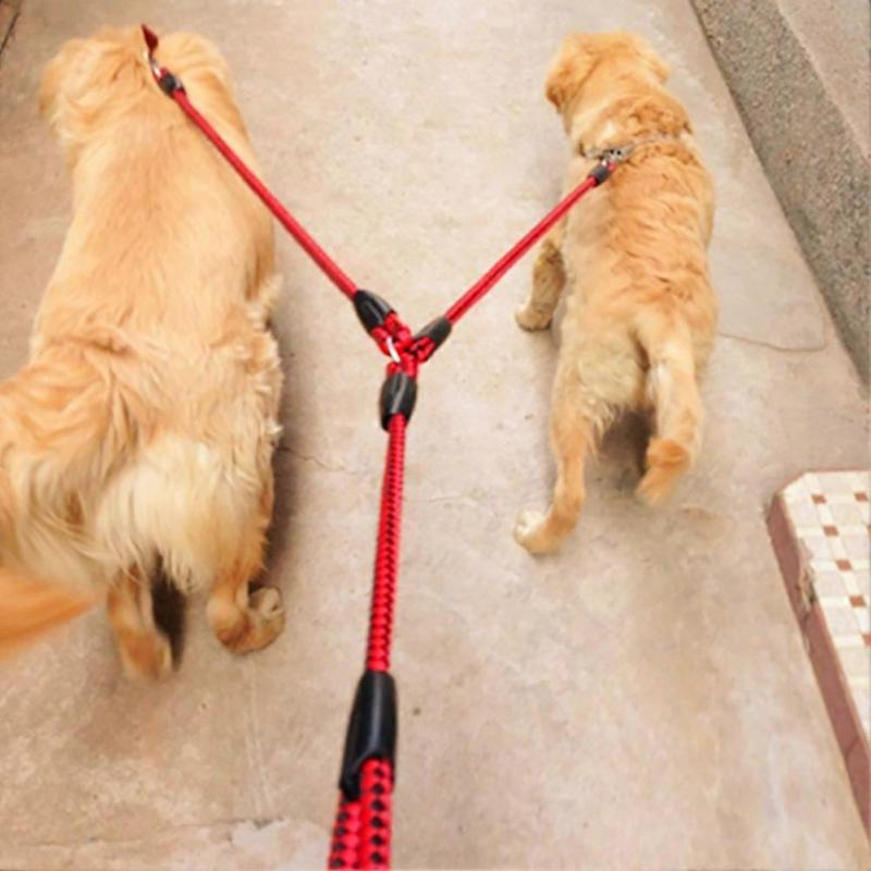 Pet DoubleTraction Rope For 2 Dogs, Hands-Free Dog Leash With Padded Handles, Reflective Stitches No Pull, Tangle-Free Design