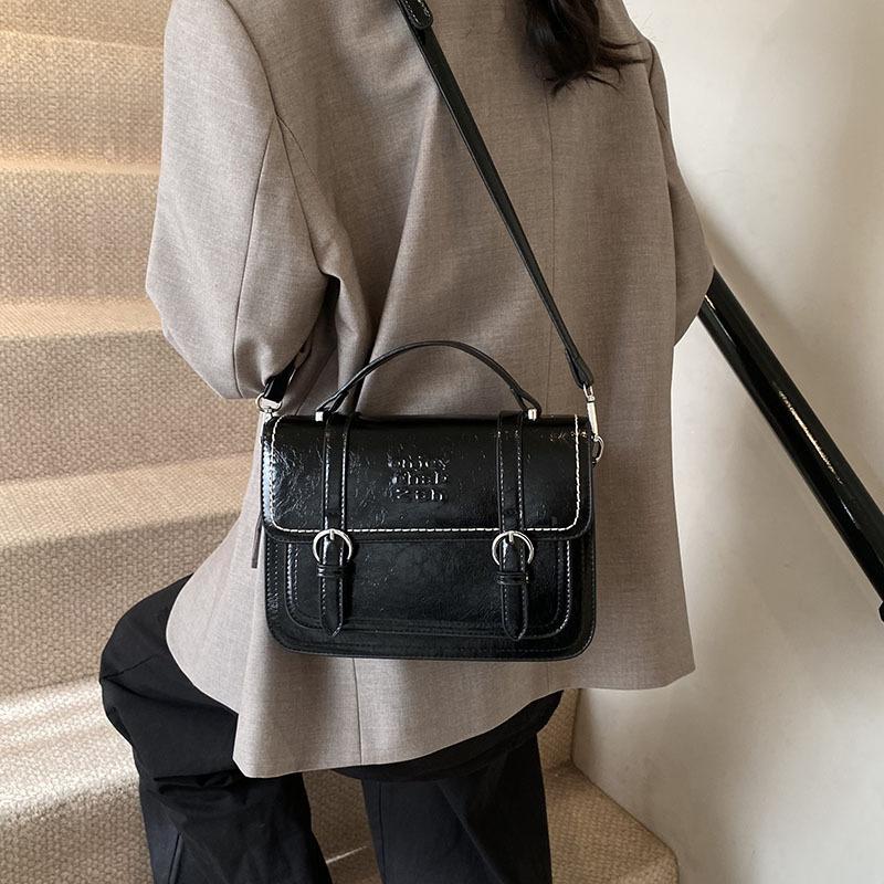 Textura módní retro pracovní taška aktovka dámská 2025 podzim a zima nová olejovaná voskovaná kůže crossbody malá čtvercová taška