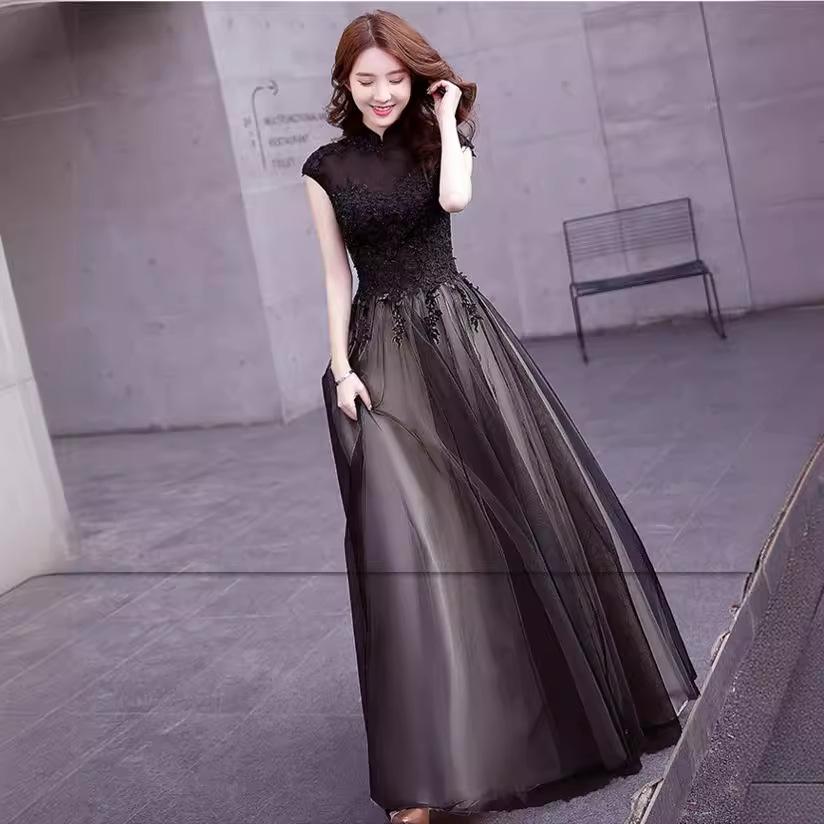 Evening Dress 1011 New Fashion Black Banquet Annual Meeting Host Noble and Elegant Dress Party Woman