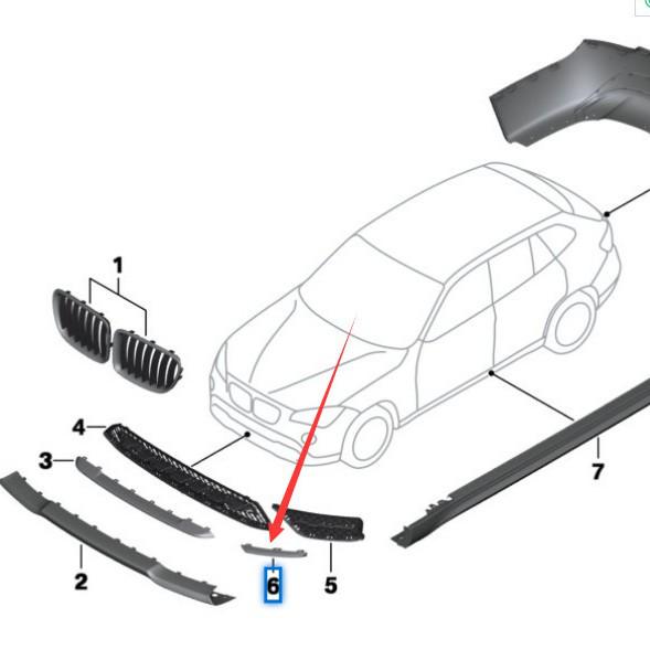 BMW X1 E84 Front Bumper Wind Deflector Trim (Left & Right) - 51117303763, 51117303764