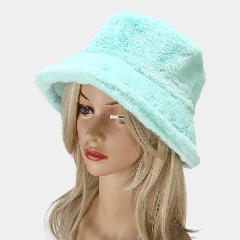 Minimalistický rybářský klobouk z umělé králičí kožešiny - Podzim/Zima Teplý plyšový design pro venkovní nošení