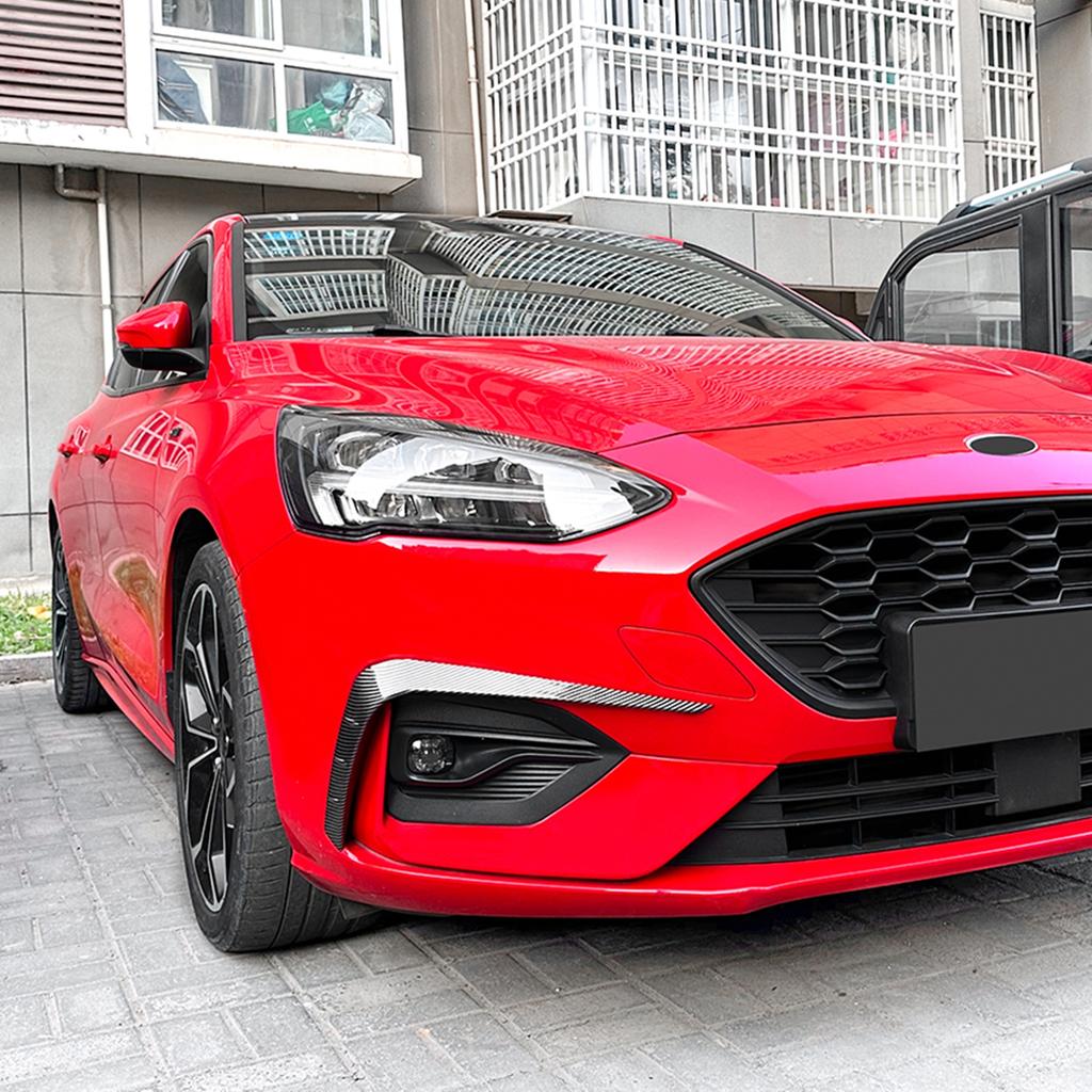 For Focus MK4 ST Line 2019-2022 Front Bumper Side Air Vent Trim Cover Glossy Black/Carbon Fiber Look Fog Light Frame Spoiler Lip