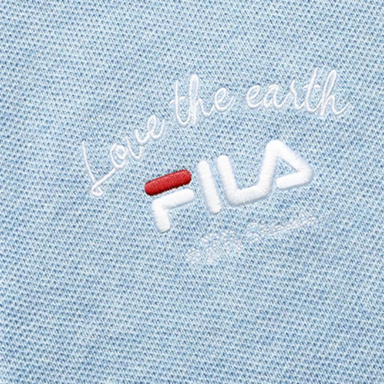 FILA X Pepe Shimada Embroidered Logo Color Block Sports Leisure Knit Sweater Women sweater Cloud-Blue Flower-Gray F11W133498F-LB