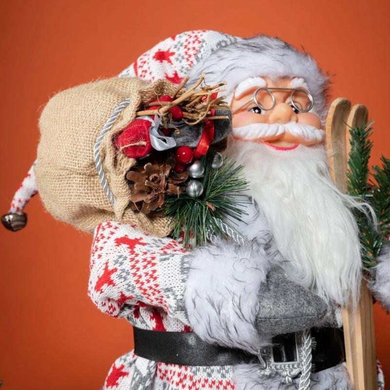 Stylish Plush Santa Claus Figure Elegant Santa Claus Christmas Centerpiece Plush Decoration for Festival Parties
