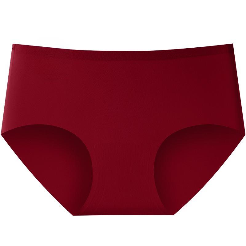 Female Spring and Summer Antibacterial Crotch 7A Mulberry Silk Sports Yoga Ice Silk Without Trace Middle Waist Triangle Briefs
