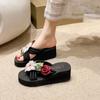 Fashion Summer New Fashion Embroidery Flowers Flip-flops Outside Wear Non-slip Thick Bottom Beach Sandals Slippers Female