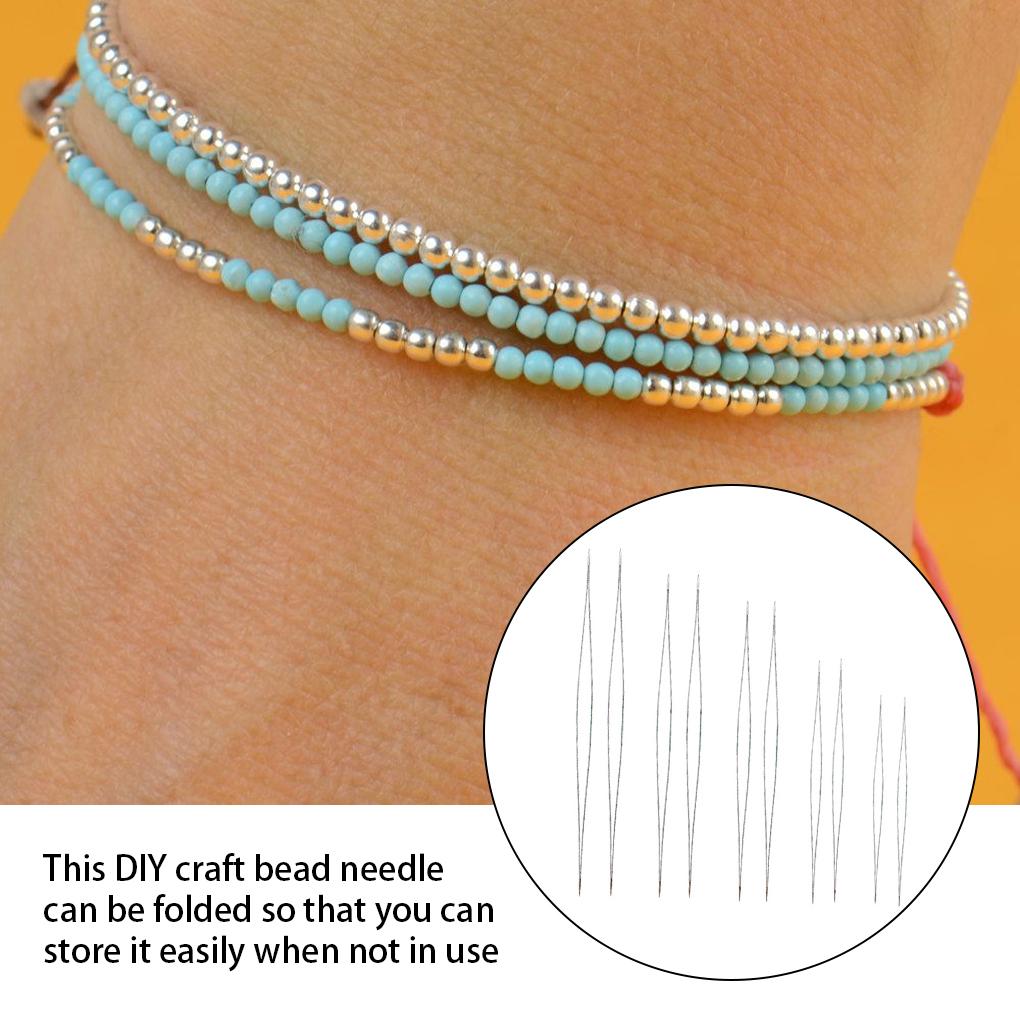 10 Pieces Beading Needles Metal DIY Craft Foldable Tools Jewellery Thread Sewing Accessory for Household Professional