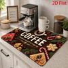 Super Absorbent Mat 2D Flat Gothic Skeleton Cat Cushion Dish Drying Pad Halloween Candle Pattern Kitchen Placement Rug