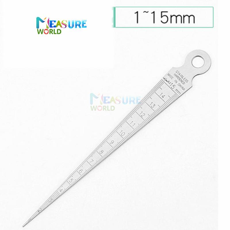 1pc Stainless Steel Taper Gauge Inch/ Metric 0-15mm Welding Gauge Gage Test Ulnar Ruler Welder Inspection  Measuring Tools