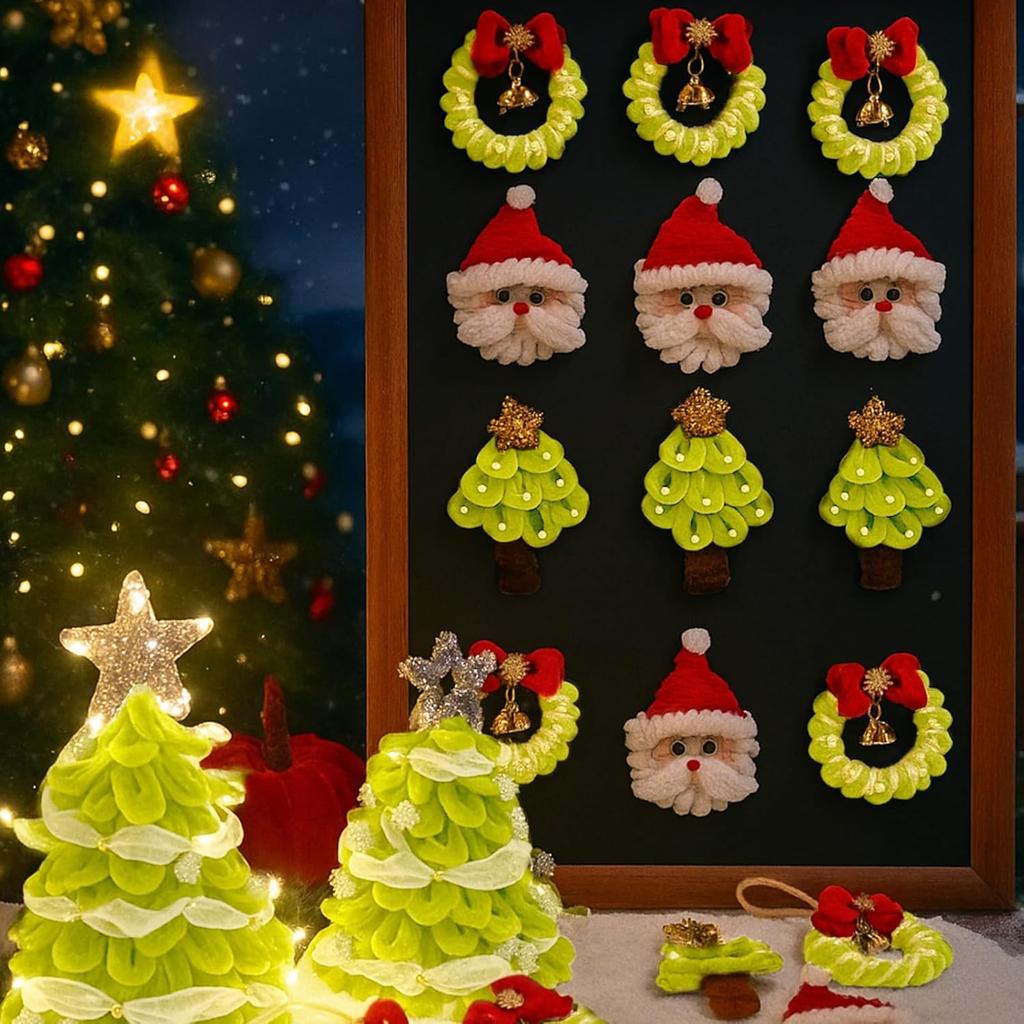 200Pcs Chenille Stems Willow Green Christmas Pipe Cleaners Craft Supplies for DIY Art Projects Christmas Party Decorations