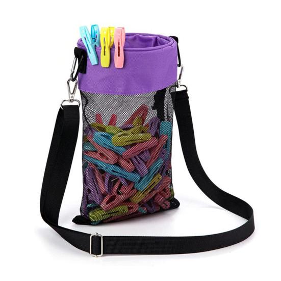 Mesh Clothespin Bag Holder with Drawstring Closure Breathable Moisture Resistance Large-Capacity Clothespin Storage Organizer