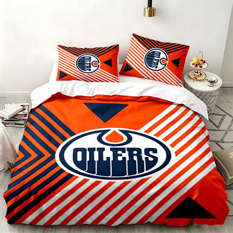 Edmonton Oilers 3pc Set Perfect for Bedroom Use Comfortable Bedding Set Includes a Duvet Cover and Two Pillowcases Ideal Birthday or Christmas Gift
