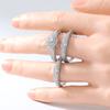 s/set Luxury Unique Design Synthetic Zirconia Silvery Rings for Women Fashion Elegant Wedding Anniversary Jewelry Accessories