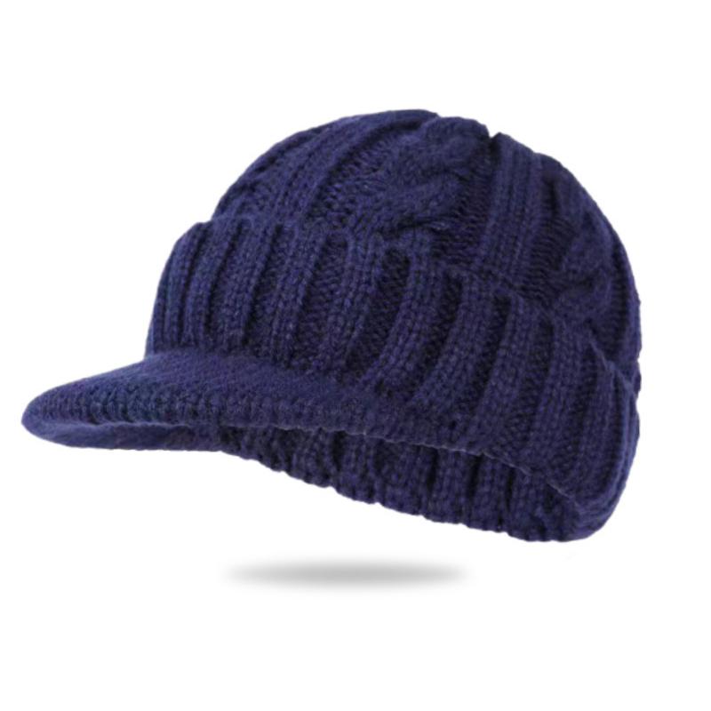 Knitted Hat Women Men Peaked Cap Winter Thermal Hat Outdoor Keep Warm
