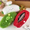 Cartoon Simulation Vegetable Plush Pencil Bag Large Capacity Stationery Bag Student Supplies Pencil Storage Bag Birthday Gift