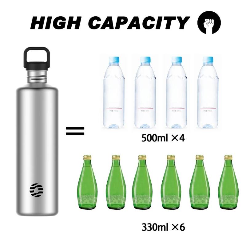 Fjbottle Stainless Steel Water Bottle 2L Outdoor Travel Cycling Sports Water Bottle Large Capacity Leakproof Bottle with Bag