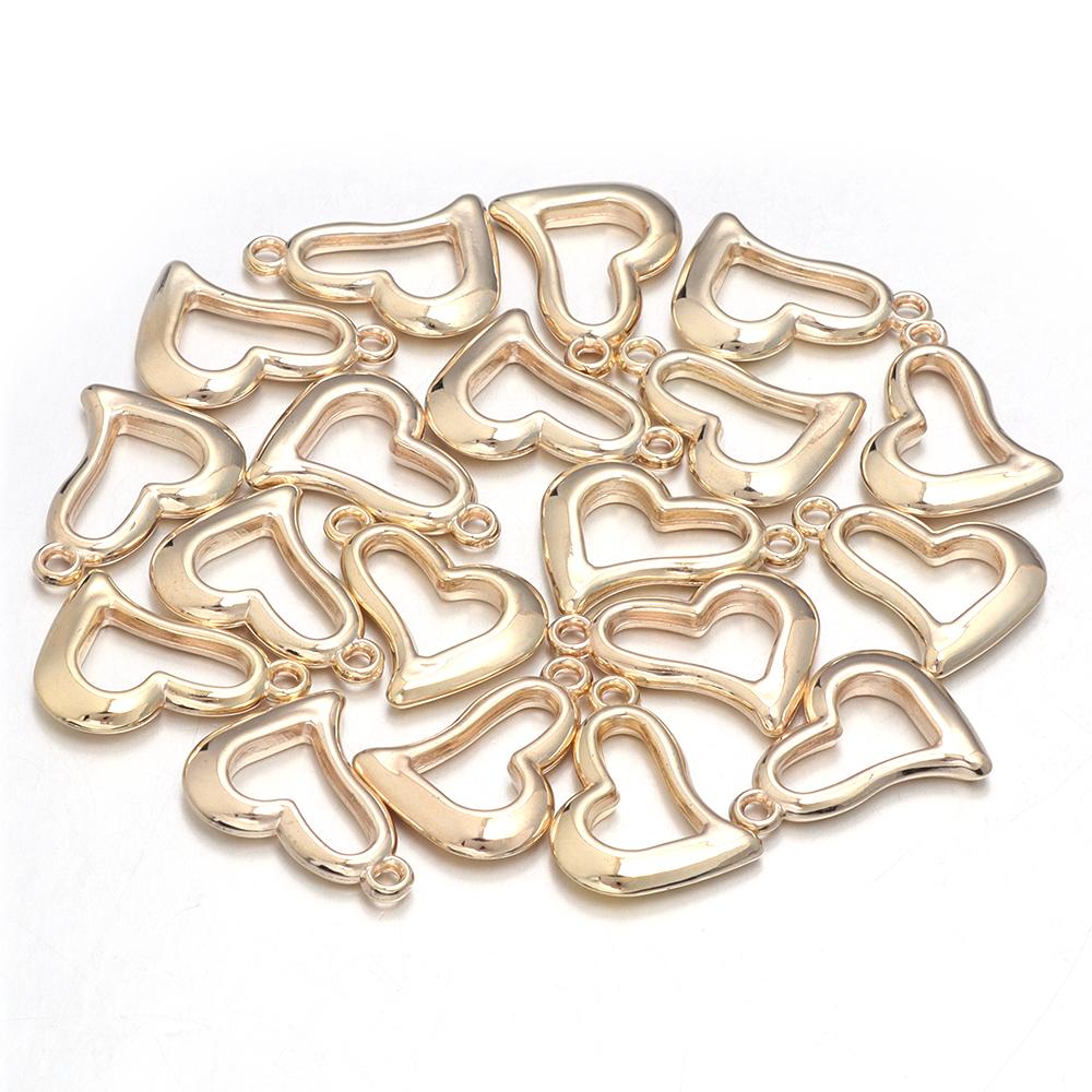 20pcs/lot 6 Style Heart Shape CCB Pendants Charm Necklace Earring Pendants For DIY Jewelry Making Bracelet Handmade Accessories