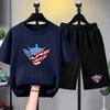 Fashion Men's T-shirt Shorts Set Funny Skull Printed Men's Short Sleeve Tops Shorts 2pcs Summer Men Women's Outdoor Casual T-shirt Sets