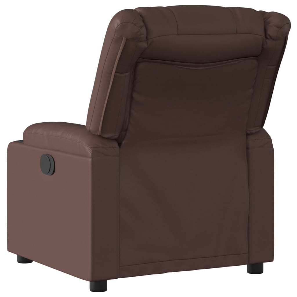 Electric Recliner Chair Brown Faux Leather