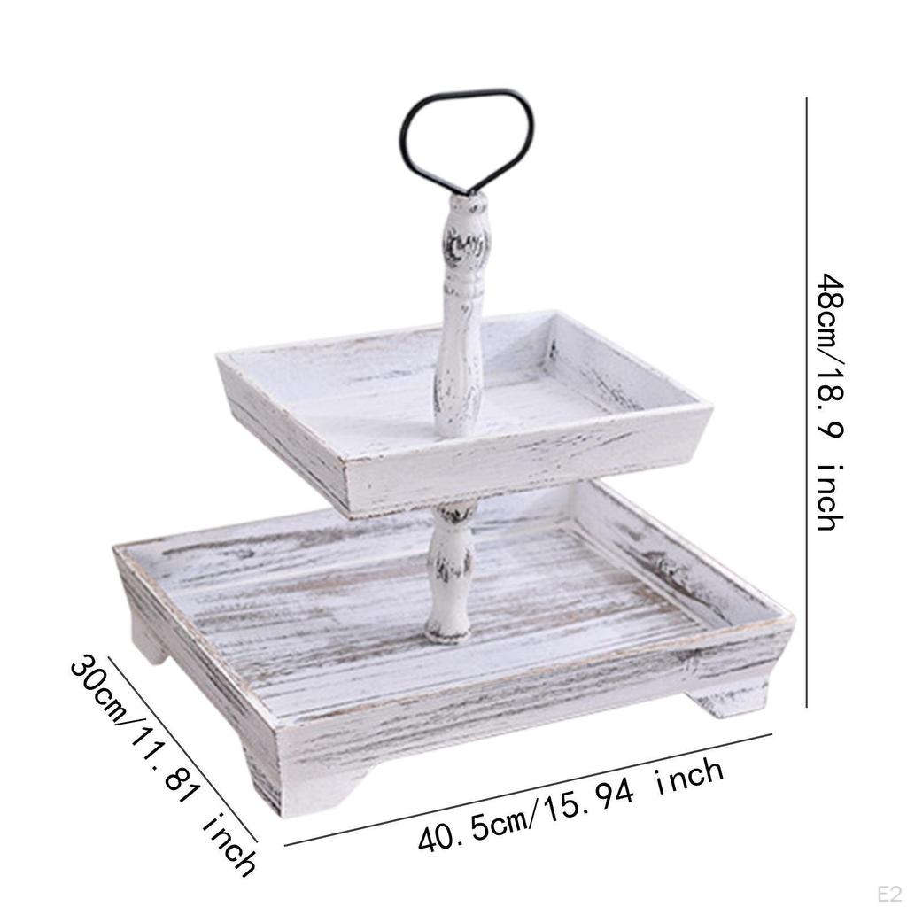 Stojan na cupcaky 2patrový podnos Dřevěná mísa na ovoce Úložný stojan Stojan na dezerty pro