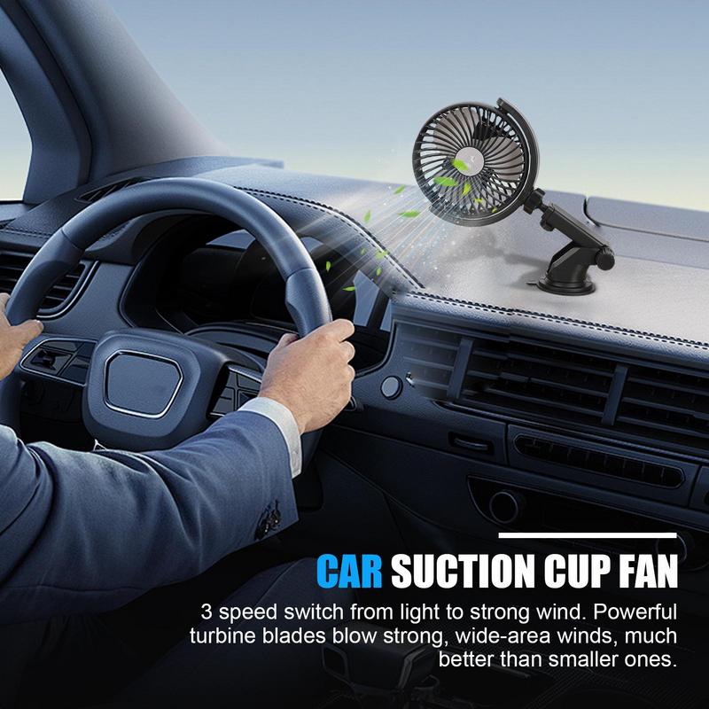 Battery Powered Fan For Car Rechargeable Fan Portable Rechargeable Quiet 360 Adjustable Suction Cup 3 Speed Ventilating Blower