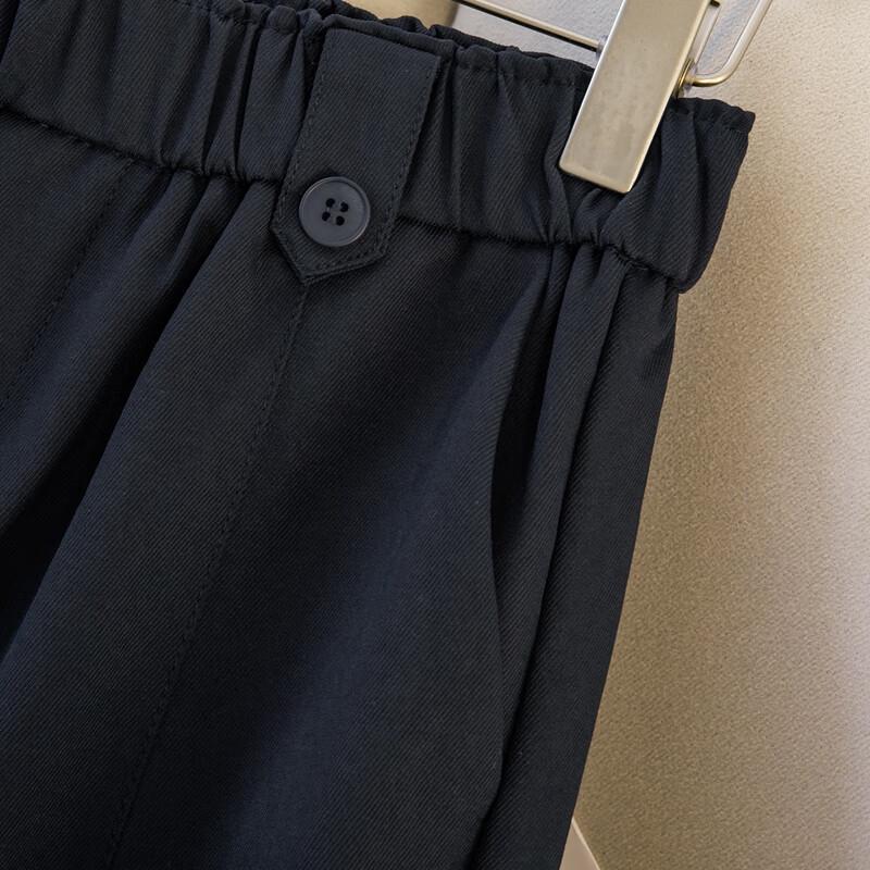 Sibaishai Women's Solid Elastic Waist Straight-Leg Casual Pants