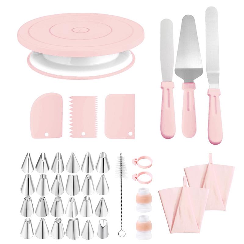 FAIS DU Macaron Cake Turntable Set with Cream Nozzles Scrapers Upgraded Revolving Cake Stand Tools for Baking Pastry Decorations