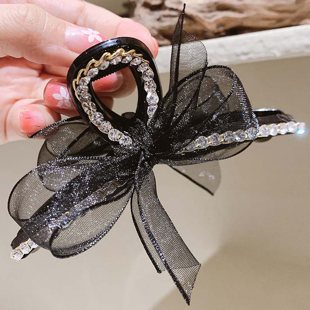 

Girls Wild Bow Knot Korean Net Yarn Hair Accessories Hair Clip Hair Claw Grab Clip чорний