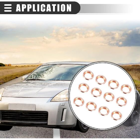 Motoforti M12 Oil Drain Plug Gaskets, Flat Washer Gaskets, for Nissan 350Z 2003-2009, Aluminum Alloy, 11026-01M02, Rose Gold, Pack of 50