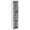 CD/DVD Shelf, 9 Levels, Narrow Standing Shelf with 6 Adjustable Shelves, for 260 CDs, White