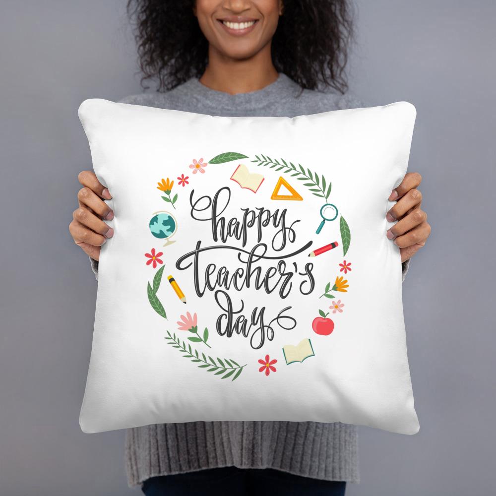 Happy Word Teacher's Day Square Pillow Case Teacher's Day Gift Pillow Case Sofa Cushion Cover Bedroom Party Decoration