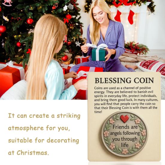 Friendship Blessing Coin Friends Are Angels Following You Through Life Blessing Coin with Emotional Support Card Pocket Friendship Keepsake Gifts
