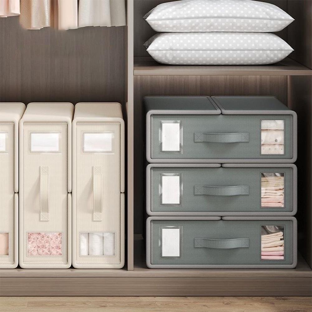 Non-Woven Blanket Quilt Storage Box with Lid Household Wardrobe Organizer Wear Resist Quilt Cover Organizer Box for Space Saving