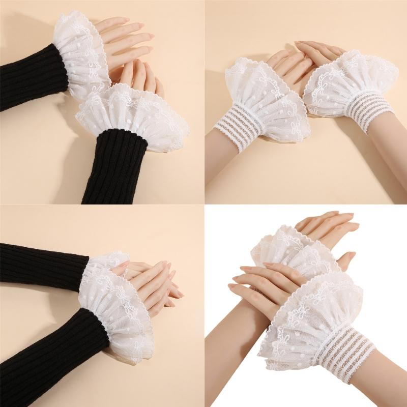 2 Pairs Breathable Lace Cuffs Designed for Spring Event with Invisible Wear Ensuring Seamless Shirt Integration