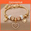 Love Heart Zircon Pendant Beaded Bracelet With Silver Copper Material For Fashion Jewelry Enthusiasts