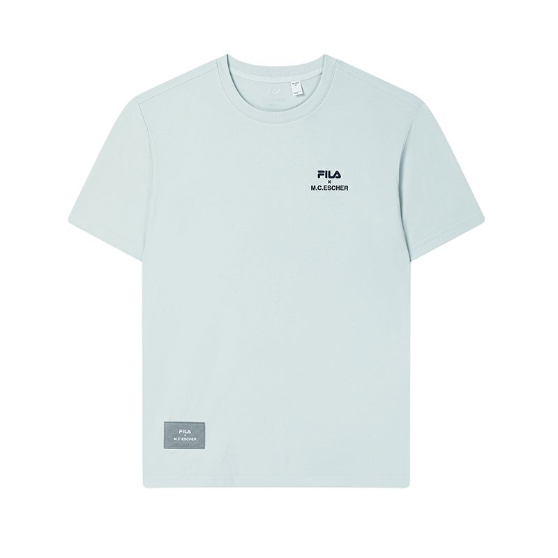 

Fila X M.C.. ESCHER Серия Heritage Модный трикотаж Простая футболка с коротким рукавом Мужские топы F11M538129F-TQ S