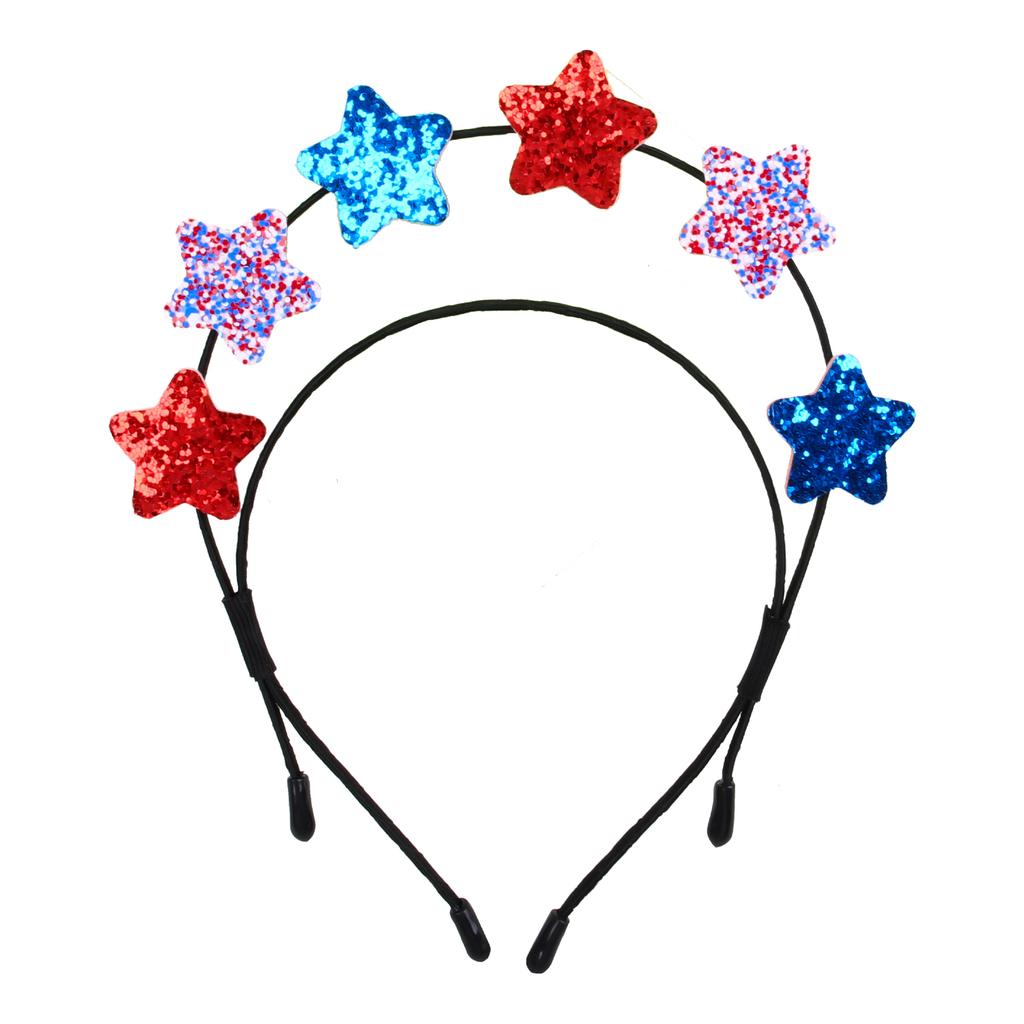 Multiple Stars Independence Day Hairbands Glitter Stars Headband Red Blue White Headdress for Independence Day Hair Accessories