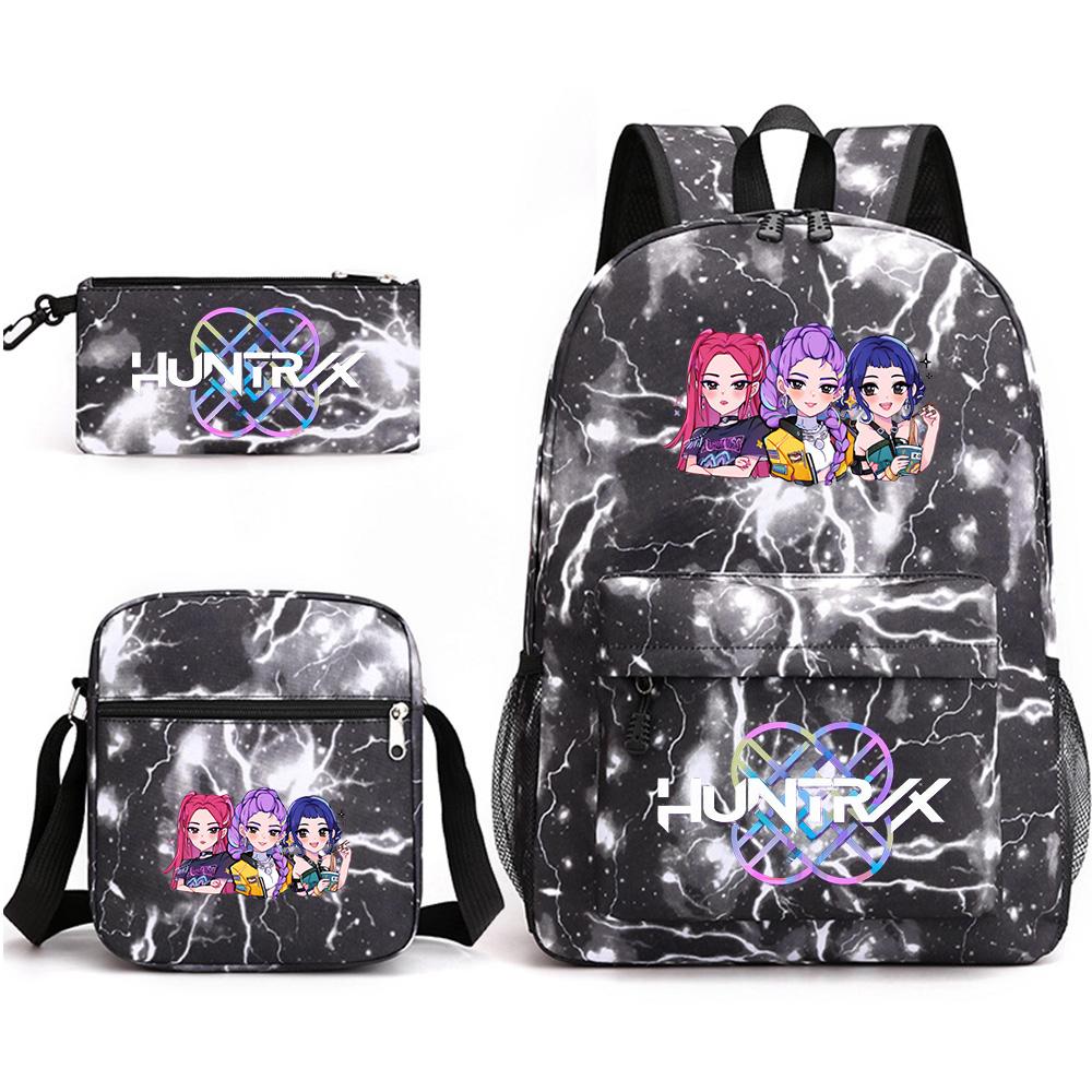 3Pcs/set Cartoon Printed Backpack with Shoulder Bag Pencil Case for Teenager Student Boy Girl School Bag Large Capacity Waterproof Bookbag Kid Gift